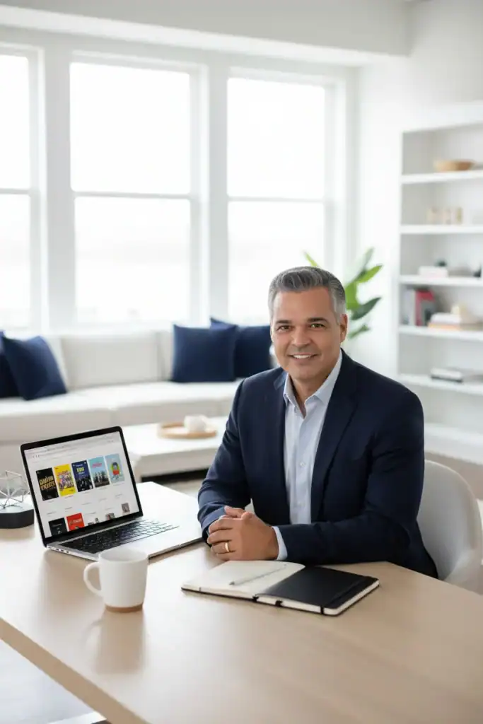 G.G. Salazar working on digital products and AI-powered business resources at NestlyDigital